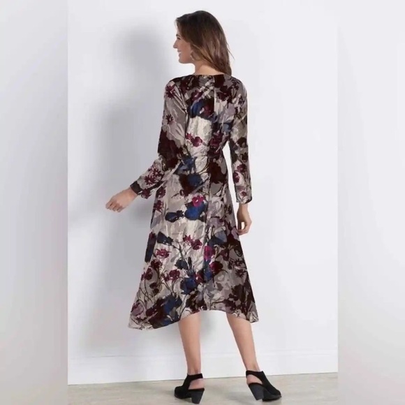 Soft Surroundings Annika Velvet Floral Midi Dress - Picture 2 of 10